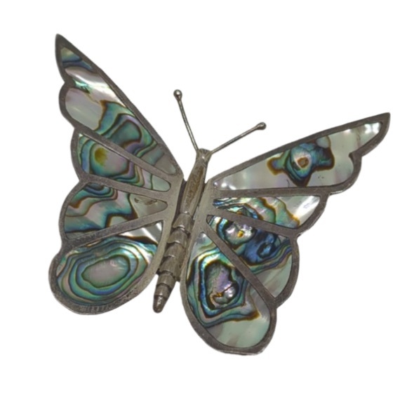Vintage Jewelry - Vintage Mexico Sterling Silver & Abalone Butterfly Brooch